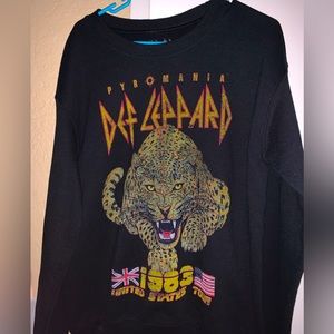 Def Leppard Pyromania Graphic Lightweight Crewneck Sweatshirt Men small Black